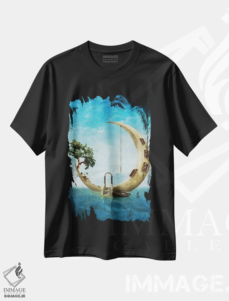 تیشرت مشکی طرح دار ماه شیرین خانه اثر دیوگو وریسی مو | immage.ir