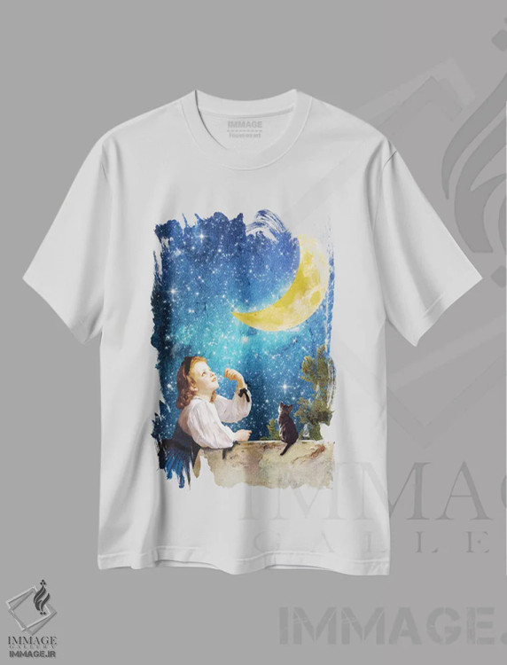 تیشرت سفید طرح دار یک آرزو بر ماه اثر دیوگو وریسی مو | فروشگاه ایماژ