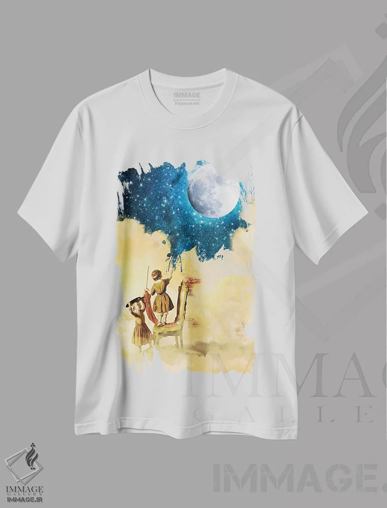تیشرت سفید طرح دار کشیدن ستاره ها، هنر فاخر معاصر اثر دیوگو وریسی مو | immage.ir