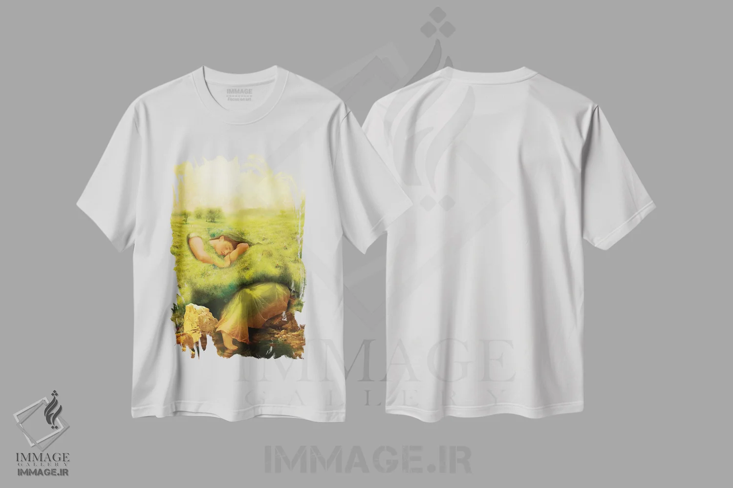 تیشرت سفید طرح دار بیداری بهار، هنر فاخر معاصر اثر دیوگو وریسی مو | فروشگاه ایماژ