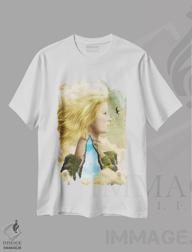 تیشرت سفید طرح دار شفق قطبی، هنر فاخر معاصر اثر دیوگو وریسی مو | فروشگاه ایماژ