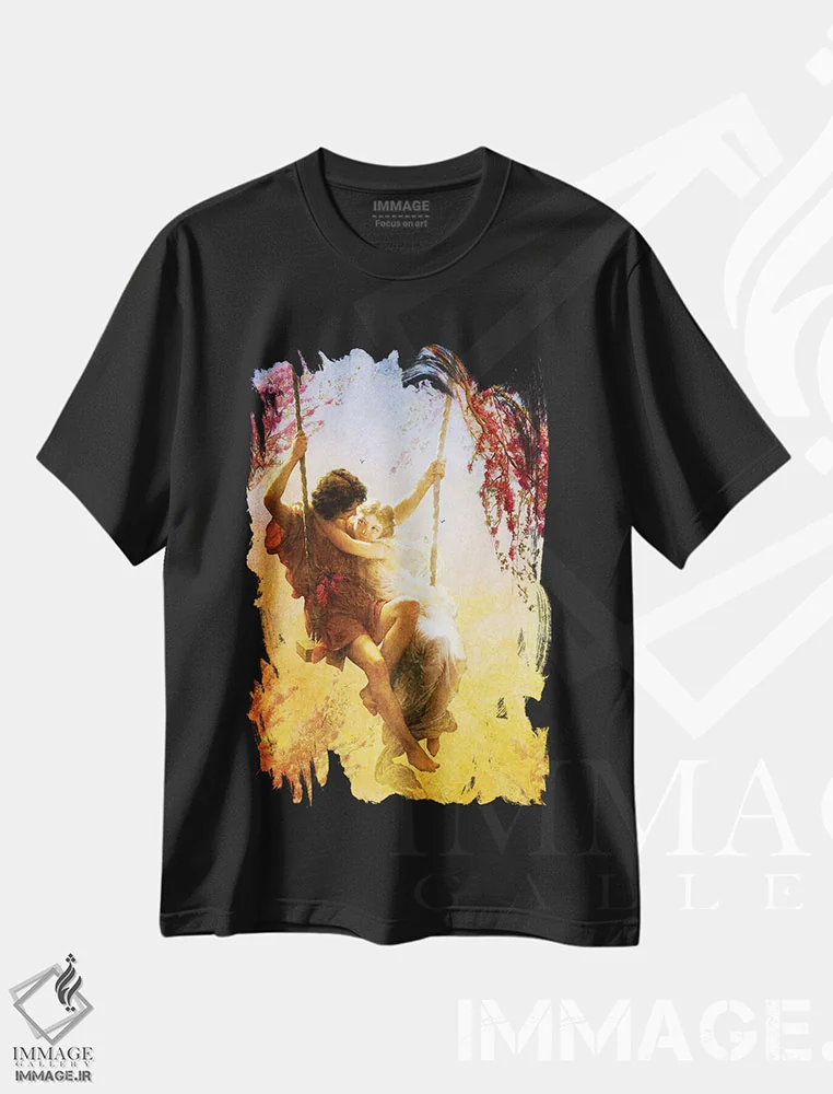 تیشرت مشکی طرح دار بهار عشق ما، هنر فاخر معاصر اثر دیوگو وریسی مو | immage.ir