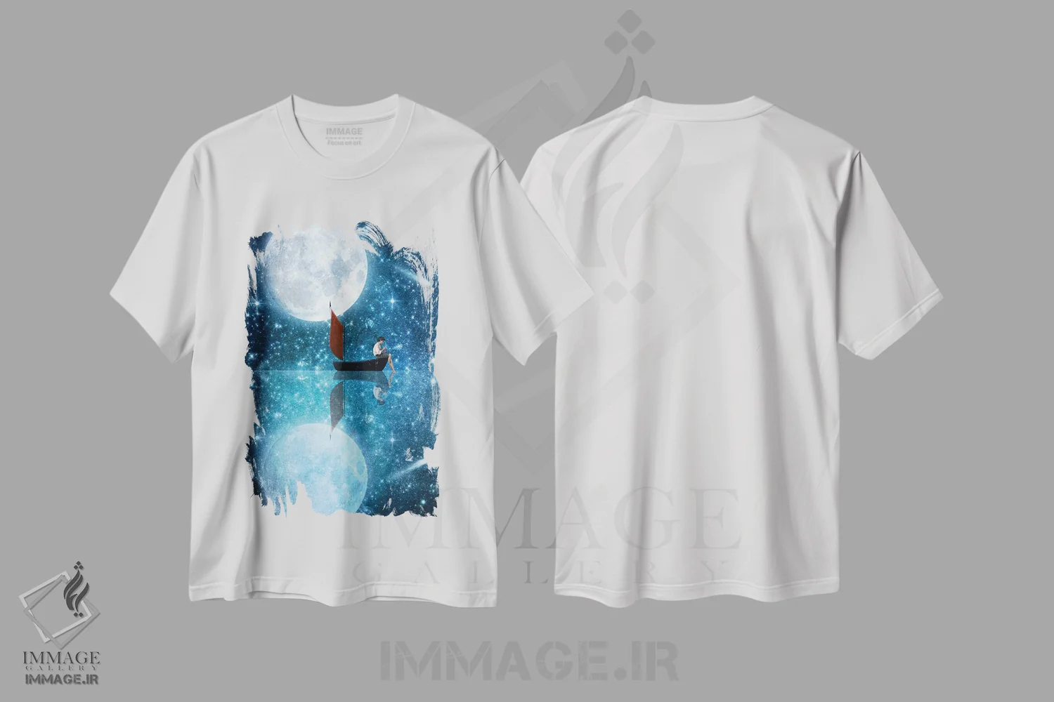 تیشرت سفید طرح دار ماه و من، هنر دیجیتال اثر دیوگو وریسی مو | immage.ir