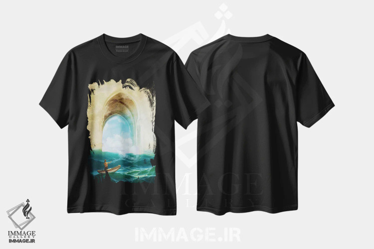 تیشرت مشکی طرح دار پرده مه ها، هنر فاخر معاصر اثر دیوگو وریسی مو | فروشگاه ایماژ