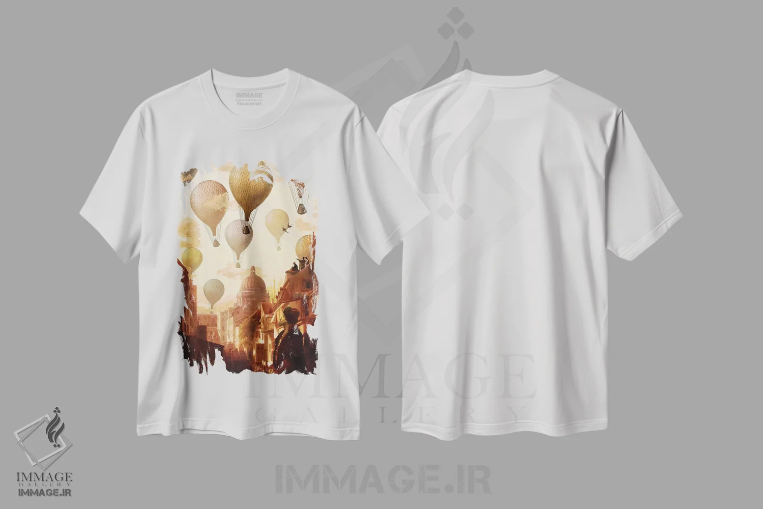 تیشرت سفید طرح دار سفر به ناشناخته ها، هنر فاخر معاصر اثر دیوگو وریسی مو | فروشگاه ایماژ