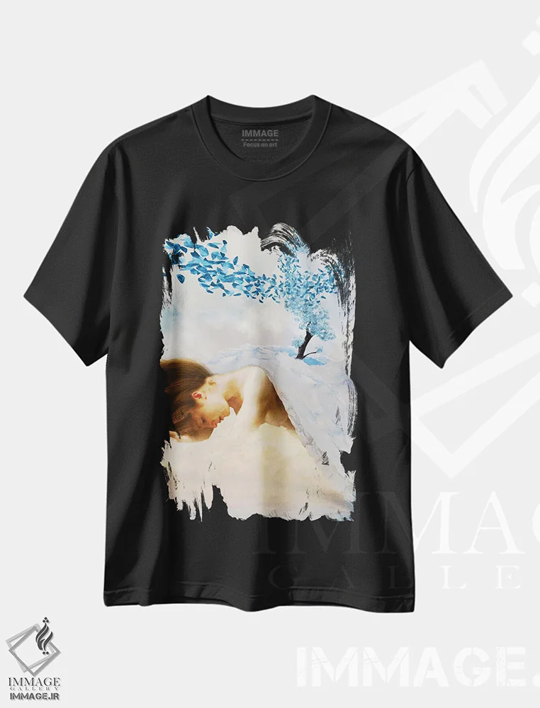 تیشرت مشکی طرح دار سوگواری زمستان، هنر فاخر معاصر اثر دیوگو وریسی مو | فروشگاه ایماژ