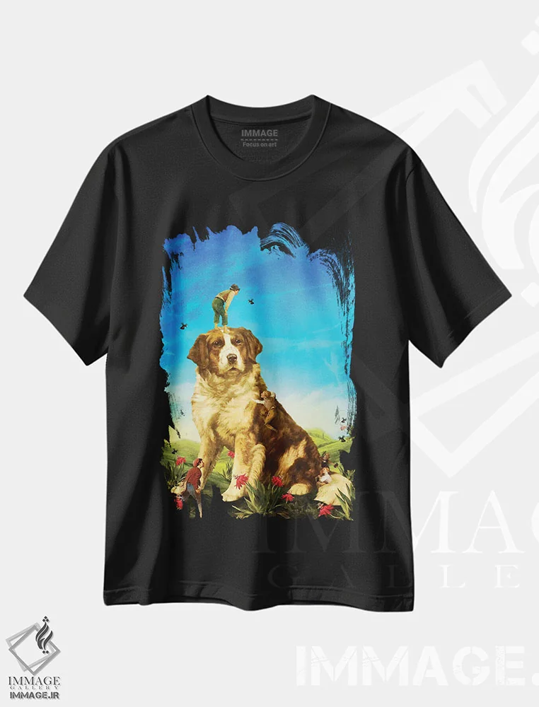 تیشرت مشکی طرح دار غول نگهبان ما، هنر فاخر معاصر اثر دیوگو وریسی مو | immage.ir