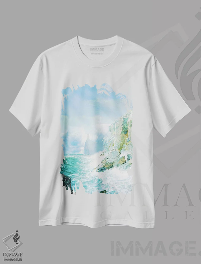 تیشرت سفید طرح دار اقیانوس، هنر فاخر معاصر اثر دیوگو وریسی مو | immage.ir