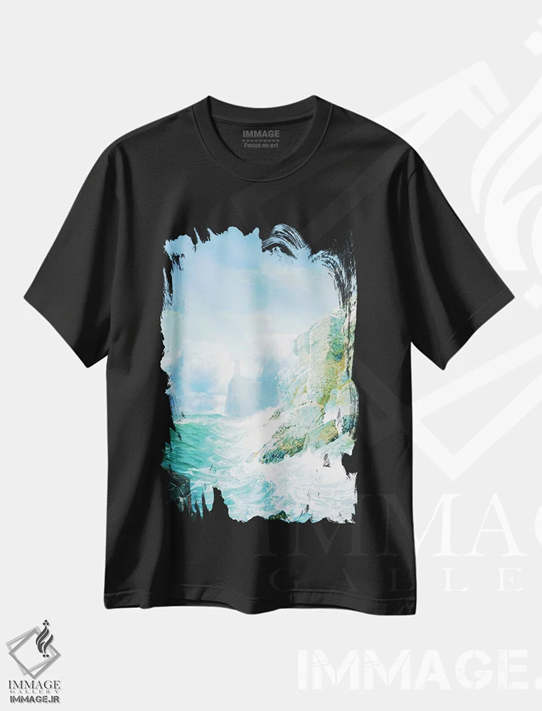 تیشرت مشکی طرح دار اقیانوس، هنر فاخر معاصر اثر دیوگو وریسی مو | فروشگاه ایماژ