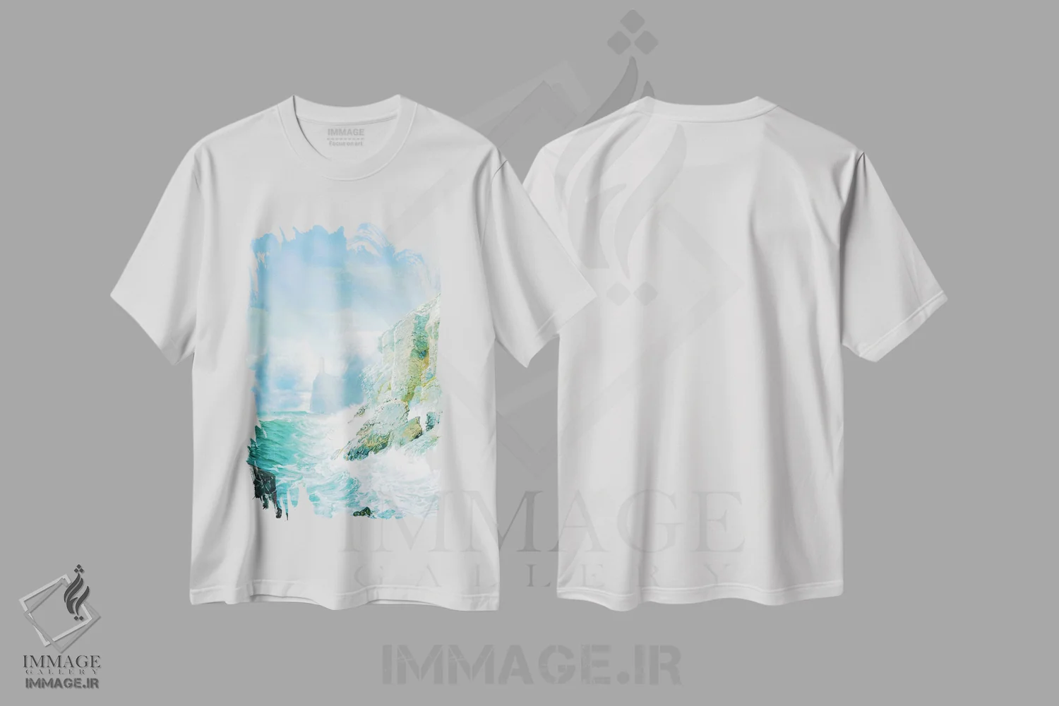 تیشرت سفید طرح دار اقیانوس، هنر فاخر معاصر اثر دیوگو وریسی مو | immage.ir