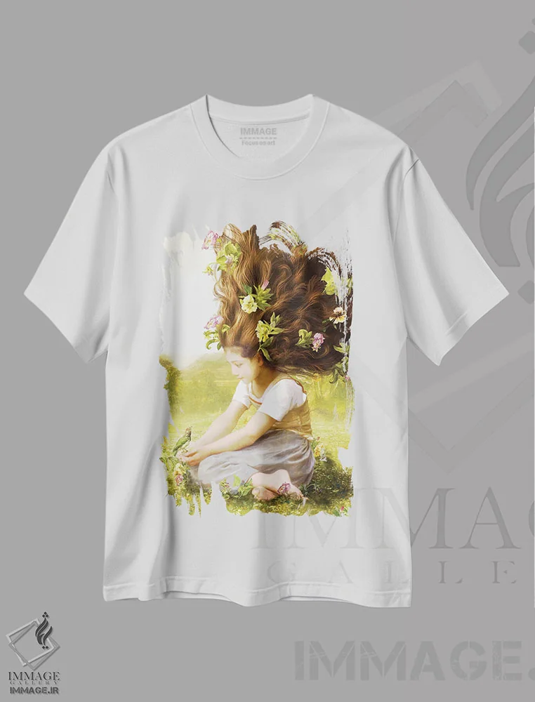 تیشرت سفید طرح دار پرنده امید اثر دیوگو وریسی مو | immage.ir