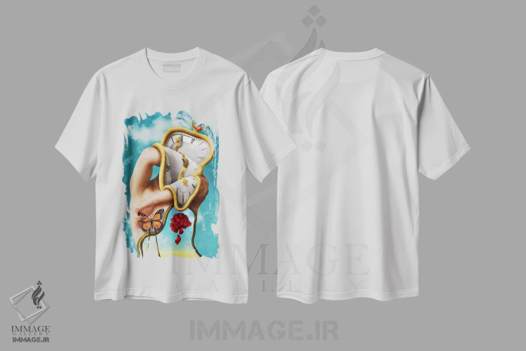 تیشرت سفید طرح دار تداوم زمان، هنر فاخر معاصر اثر دیوگو وریسی مو | فروشگاه ایماژ