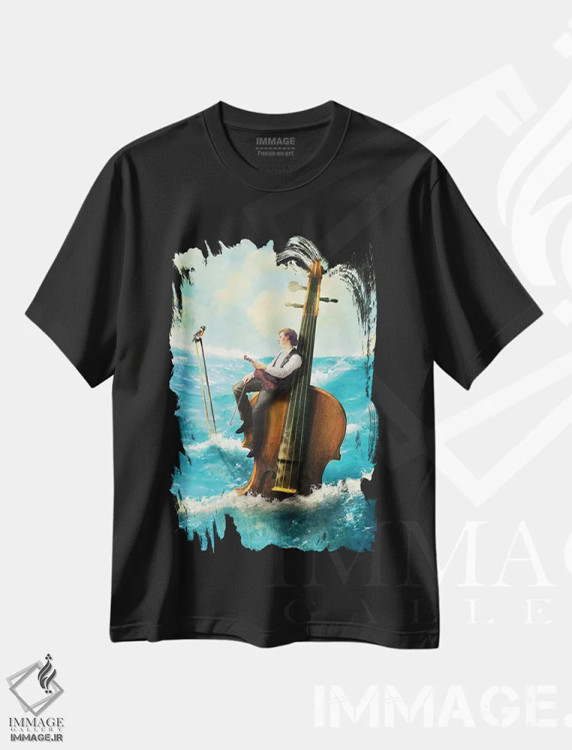 تیشرت مشکی طرح دار ملودی شناور اثر دیوگو وریسی مو | فروشگاه ایماژ