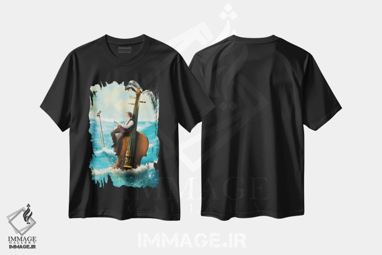 تیشرت مشکی طرح دار ملودی شناور اثر دیوگو وریسی مو | فروشگاه ایماژ