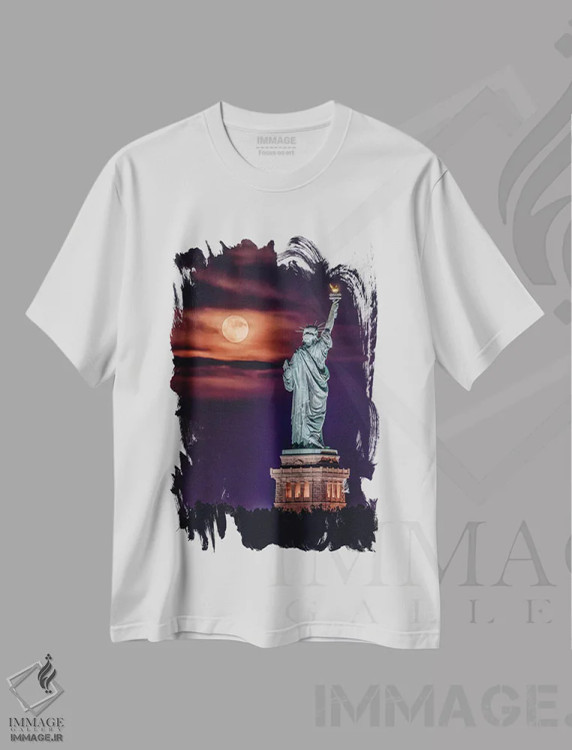 تیشرت سفید طرح دار طلوع ماه آزادی، مدیوم اثر دیوید گاردینر | immage.ir