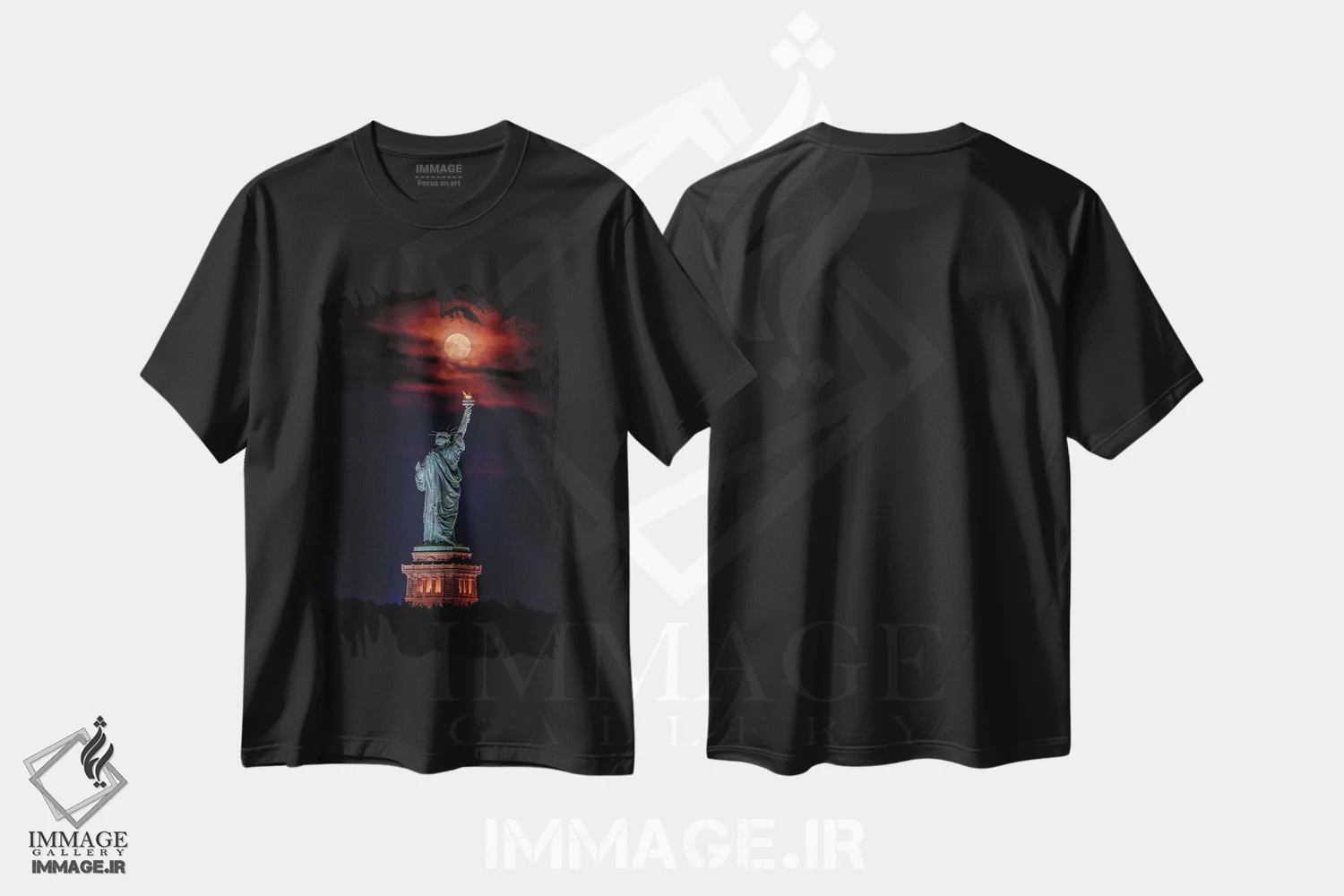 تیشرت مشکی طرح دار طلوع ماه آزادی ۳، تزئینی اثر دیوید گاردینر | immage.ir