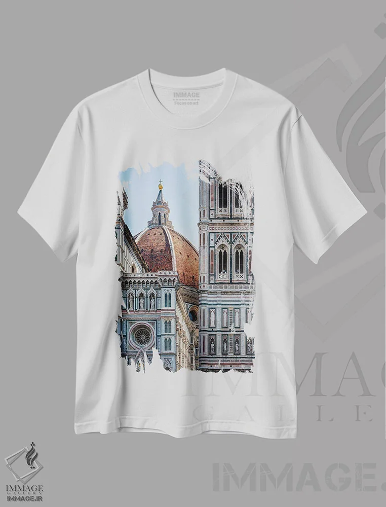 تیشرت سفید طرح دار جزئیات رومی، مدیوم اثر دیوید گاردینر | immage.ir