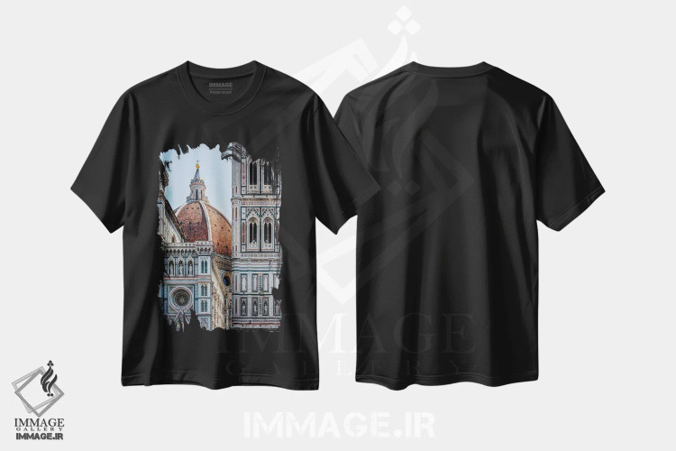 تیشرت مشکی طرح دار جزئیات رومی، مدیوم اثر دیوید گاردینر | فروشگاه ایماژ