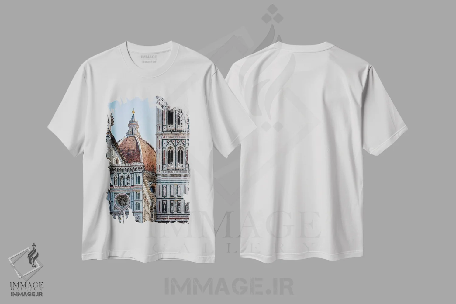 تیشرت سفید طرح دار جزئیات رومی، مدیوم اثر دیوید گاردینر | immage.ir