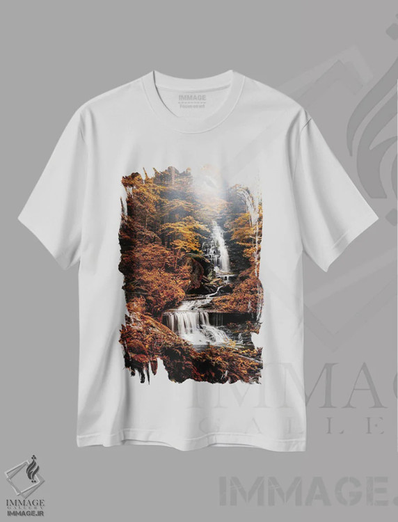 تیشرت سفید طرح دار آب های فرو ریزنده، مدیوم اثر دیوید گاردینر | فروشگاه ایماژ