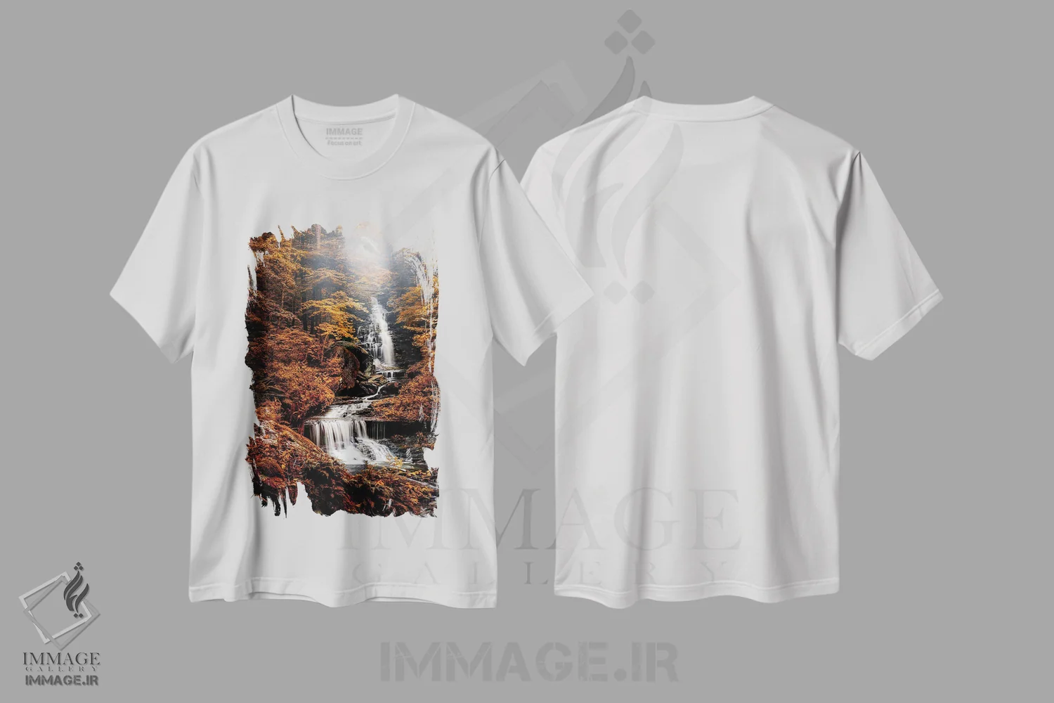 تیشرت سفید طرح دار آب های فرو ریزنده، مدیوم اثر دیوید گاردینر | فروشگاه ایماژ