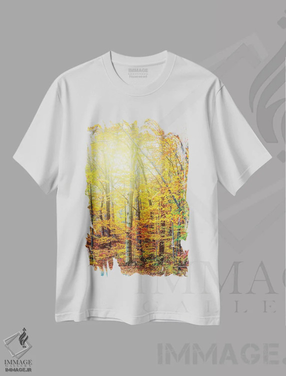 تیشرت سفید طرح دار پاییز آفتاب زده، مدیوم اثر دیوید گاردینر | فروشگاه ایماژ