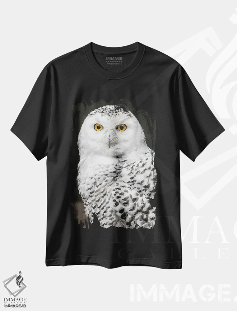 تیشرت مشکی طرح دار پوشیده از برف، تزئینی اثر دیوید گاردینر | فروشگاه ایماژ