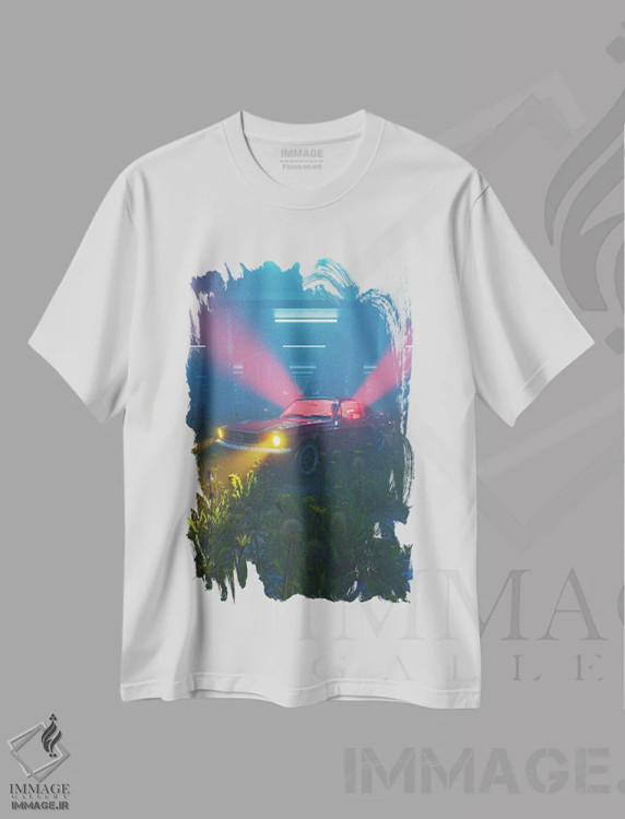 تیشرت سفید طرح دار گاراژ سبز، دکوراسیون جایگزین اثر داوانش آتری | فروشگاه ایماژ