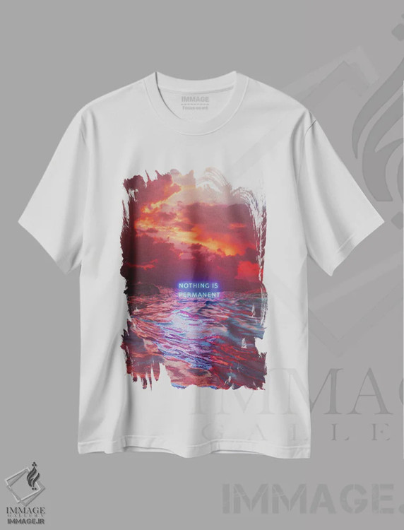 تیشرت سفید طرح دار هیچ چیز همیشگی نیست، دکوراسیون جایگزین اثر داوانش آتری | immage.ir