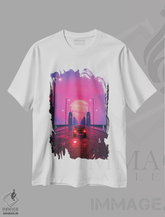 تیشرت سفید طرح دار بلوار غروب، دکوراسیون جایگزین اثر داوانش آتری | فروشگاه ایماژ