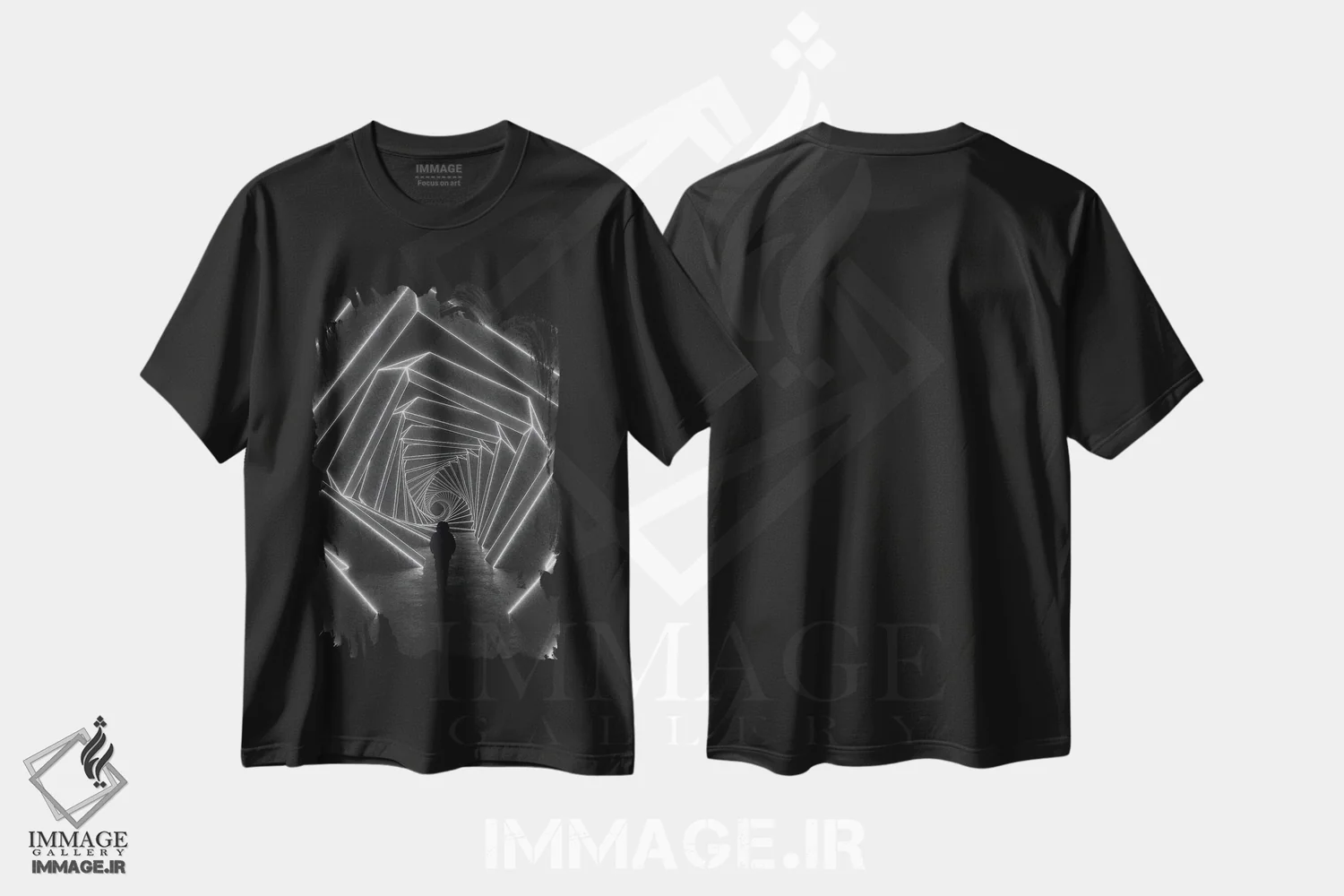 تیشرت مشکی طرح دار ادراک تغییر یافته، دکوراسیون جایگزین اثر داوانش آتری | فروشگاه ایماژ