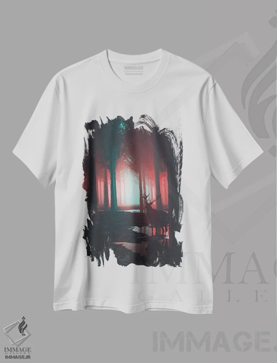 تیشرت سفید طرح دار وحشی، دکوراسیون جایگزین اثر داوانش آتری | فروشگاه ایماژ