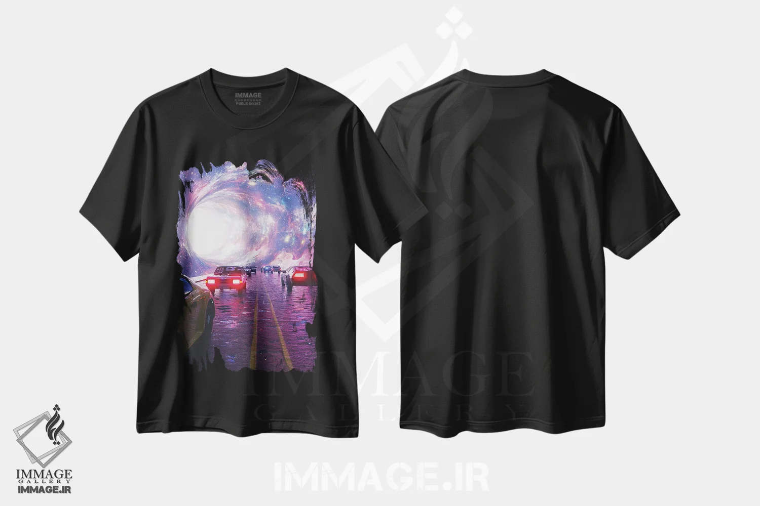 تیشرت مشکی طرح دار سفر، دکوراسیون جایگزین اثر داوانش آتری | فروشگاه ایماژ
