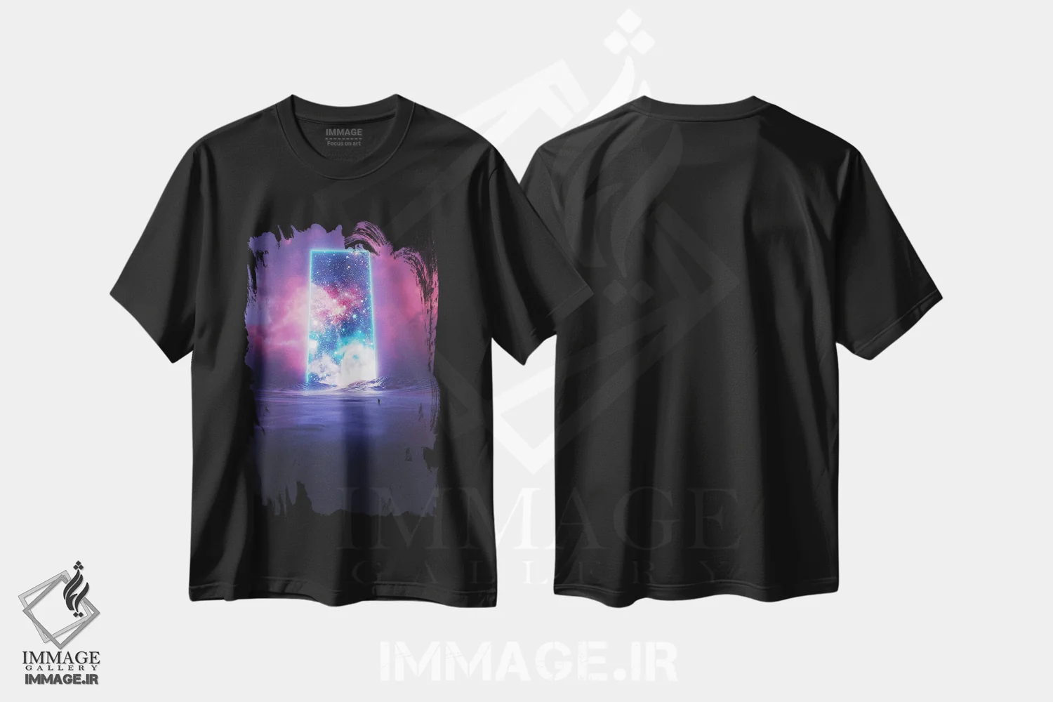 تیشرت مشکی طرح دار در میان طوفان، دکوراسیون جایگزین اثر داوانش آتری | فروشگاه ایماژ