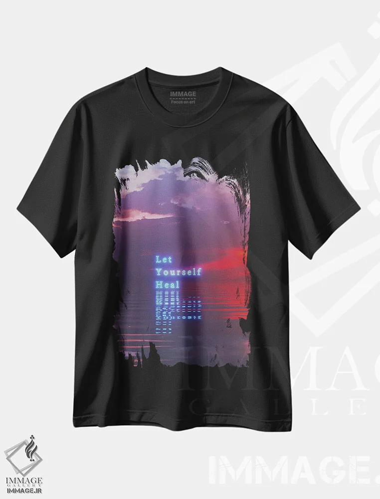 تیشرت مشکی طرح دار با زمان، تزئینی اثر داوانش آتری | فروشگاه ایماژ