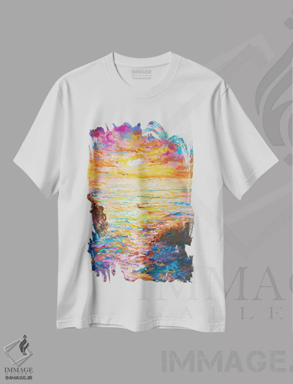 تیشرت سفید طرح دار خاطرات و رویاهای زمان، دکور معاصر اثر لئون دوونیس | فروشگاه ایماژ