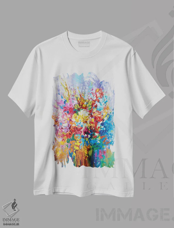 تیشرت سفید طرح دار موزاییک گل دار، دکور معاصر اثر لئون دوونیس | immage.ir