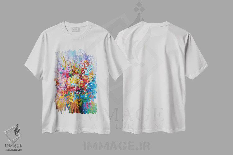 تیشرت سفید طرح دار موزاییک گل دار، دکور معاصر اثر لئون دوونیس | immage.ir
