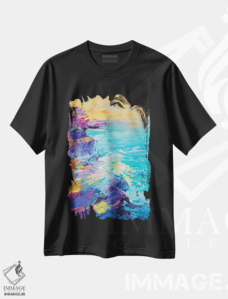 تیشرت مشکی طرح دار خط ساحلی باشکوه، دکور معاصر اثر لئون دوونیس | immage.ir
