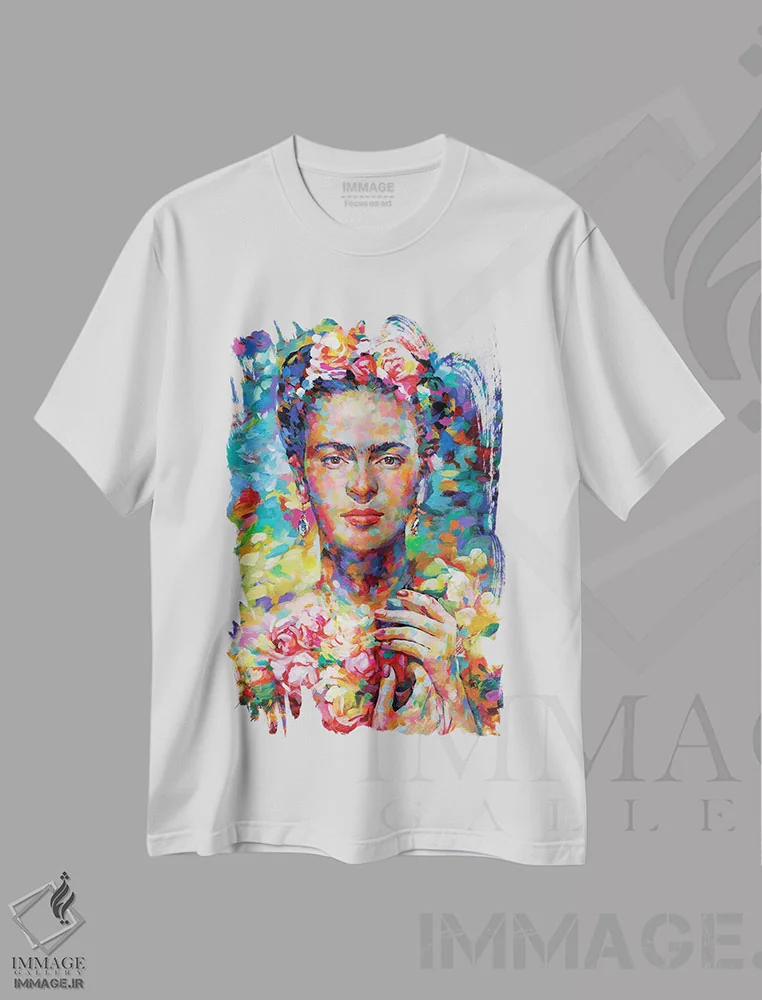 تیشرت سفید طرح دار فریدا، دکور معاصر اثر لئون دوونیس | immage.ir