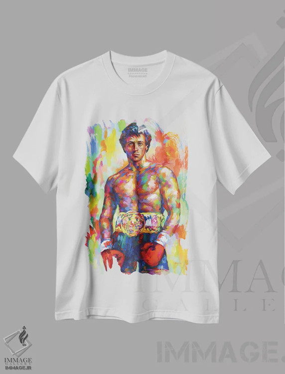 تیشرت سفید طرح دار اسب اصیل ایتالیایی، هنر فاخر معاصر اثر لئون دوونیس | فروشگاه ایماژ