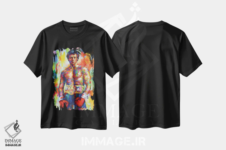 تیشرت مشکی طرح دار اسب اصیل ایتالیایی، هنر فاخر معاصر اثر لئون دوونیس | immage.ir