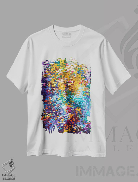 تیشرت سفید طرح دار رقص برگ ها، هنر فاخر معاصر اثر لئون دوونیس | فروشگاه ایماژ