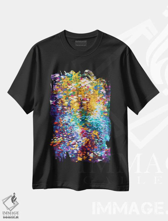 تیشرت مشکی طرح دار رقص برگ ها، هنر فاخر معاصر اثر لئون دوونیس | immage.ir