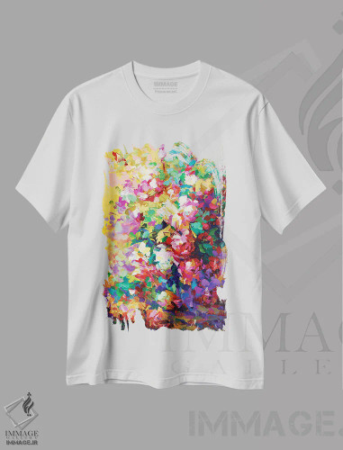 تیشرت سفید طرح دار رزها، آبستره اثر لئون دوونیس | فروشگاه ایماژ