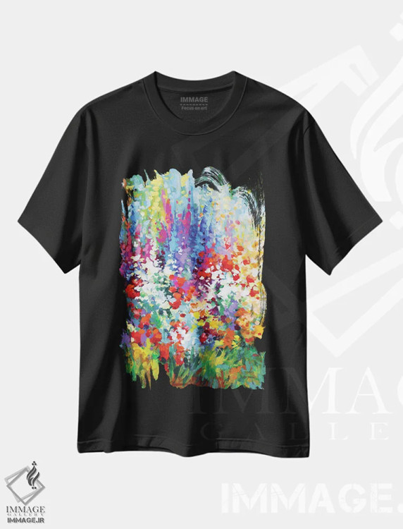 تیشرت مشکی طرح دار امید شکوفا، آبستره اثر لئون دوونیس | فروشگاه ایماژ