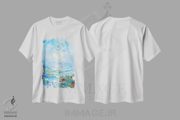 تیشرت سفید طرح دار سرخوشی صبحگاهی، آبستره اثر لئون دوونیس | فروشگاه ایماژ