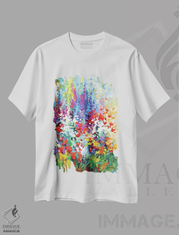 تیشرت سفید طرح دار امید شکوفا، آبستره اثر لئون دوونیس | immage.ir