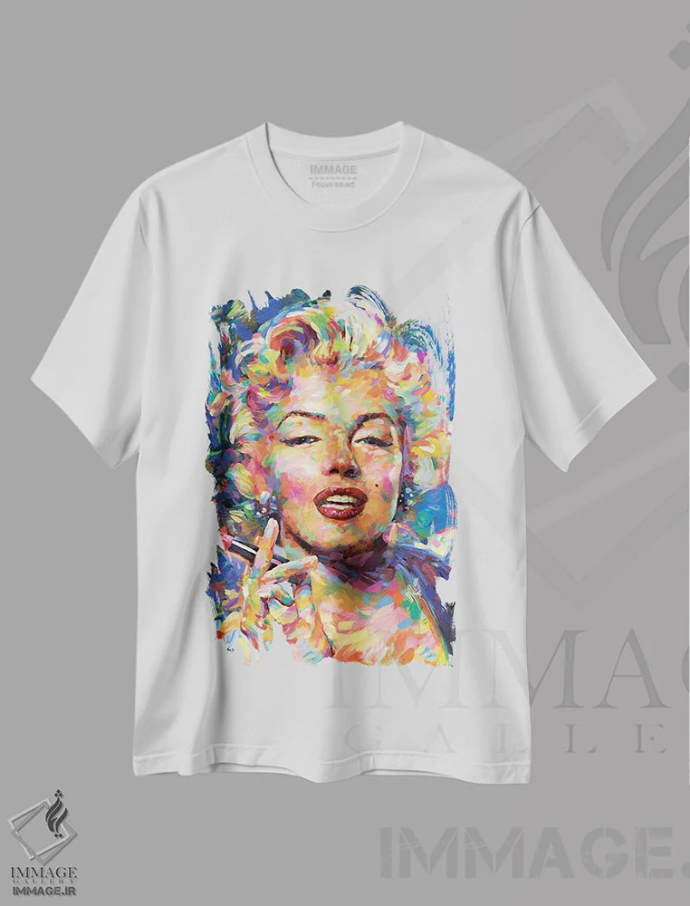 تیشرت سفید طرح دار مرلین مونرو ۲، هنر فاخر معاصر اثر لئون دوونیس | immage.ir