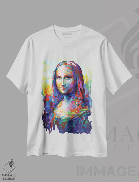 تیشرت سفید طرح دار مونالیزا، ادای احترام به لئوناردو داوینچی، هنر فاخر معاصر اثر لئون دوونیس | immage.ir